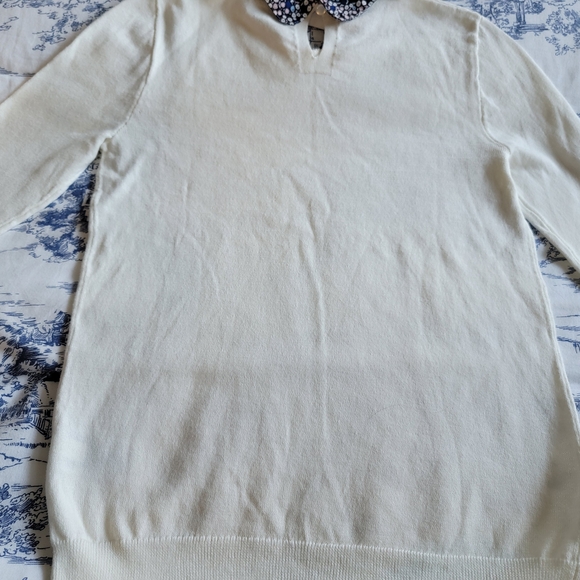 J. Crew Cream Sweater with Floral Collar Size XXS - Picture 3 of 6